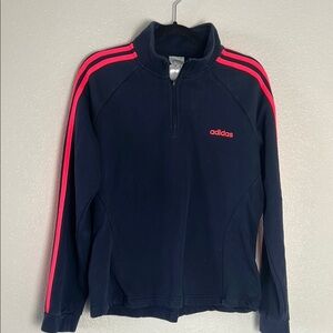 Adidas Navy Blue Track Jacket with Pink Stripes
